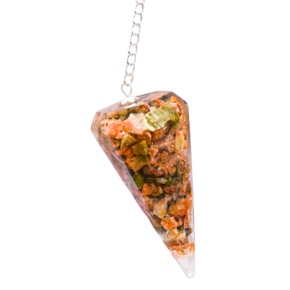 Unakite Crystal Orgone Pendulum