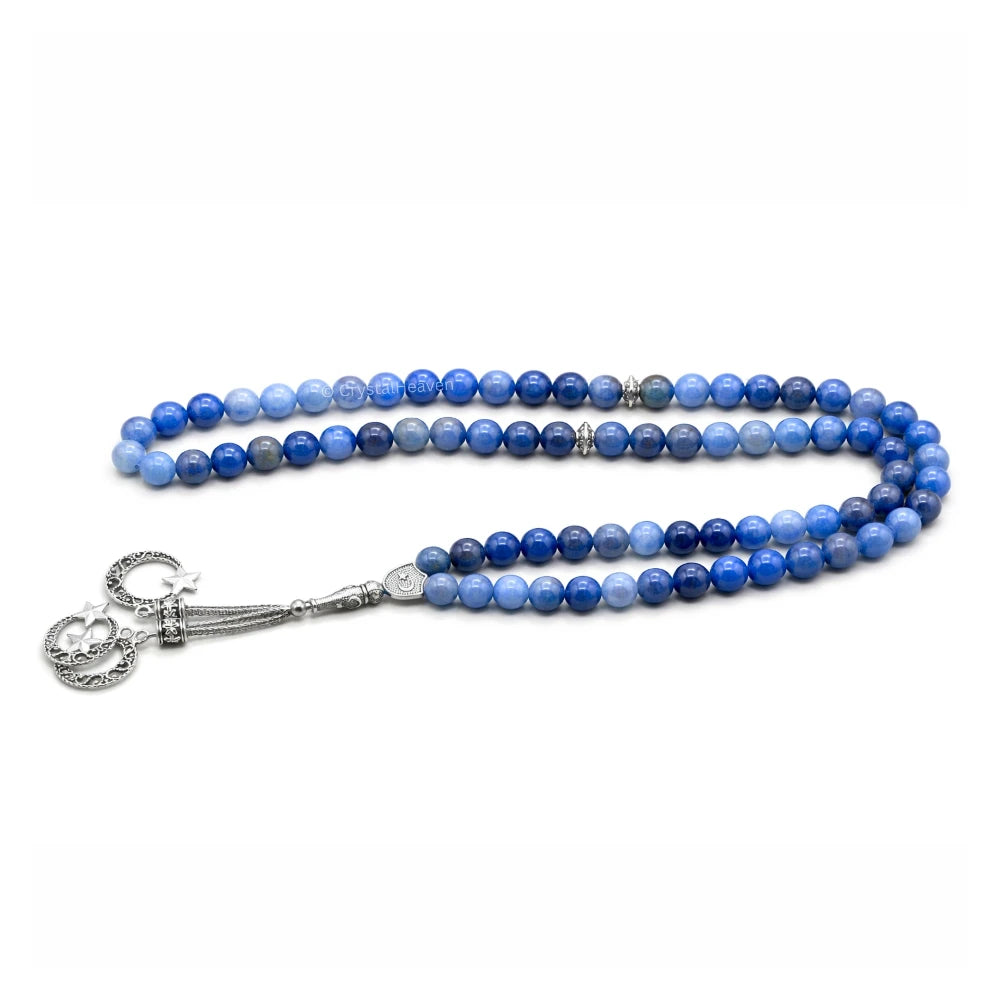 Blue Aventurine Crystal Tasbih (Silver)