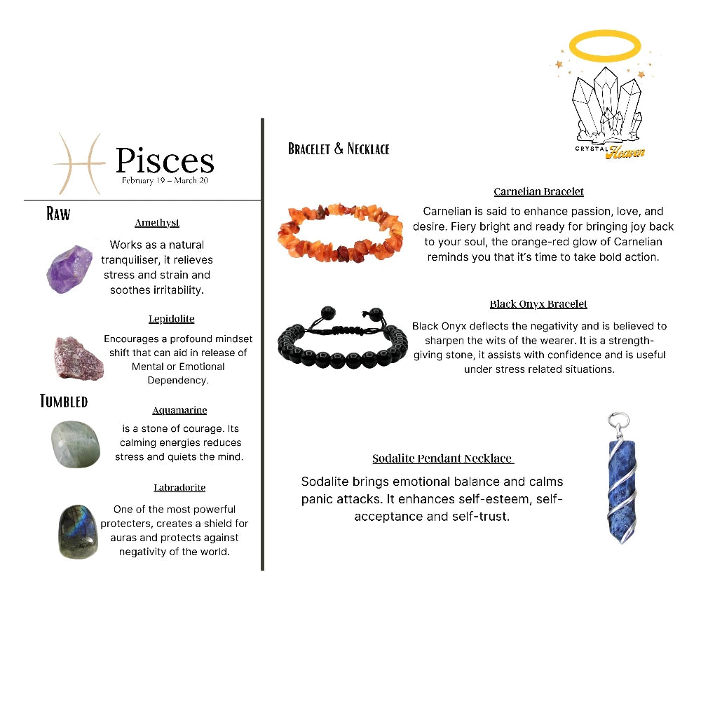 Pisces Healing Crystals and Stones Premium Set