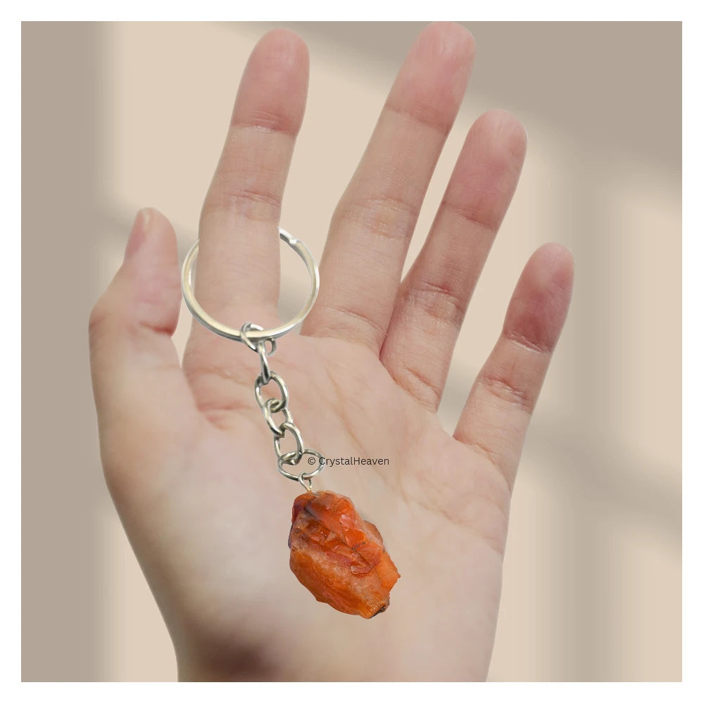 Carnelian Crystal Keychain (Raw)