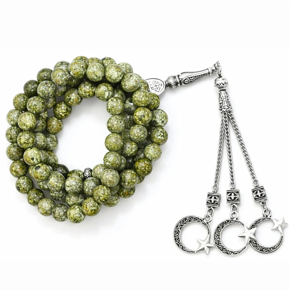 Serpentine Russian Crystal Tasbih (Silver)