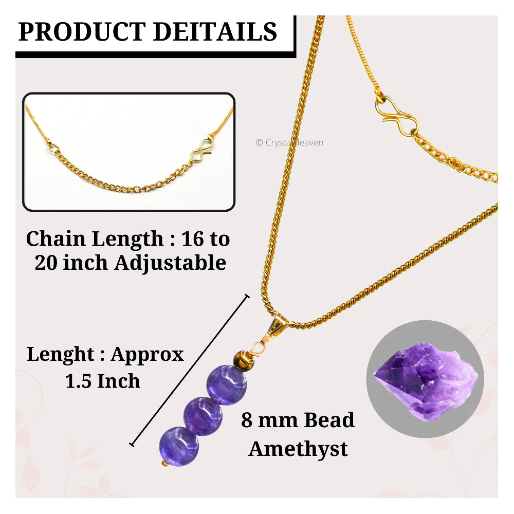 Amethyst Crystal Bead Necklace (Gold)