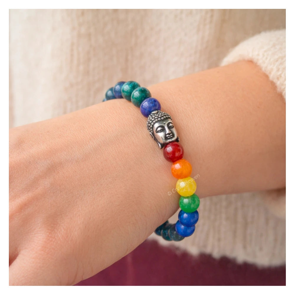 Chrysocolla Lapis Lazuli Chakra with Buddha Bracelet (Elastic)