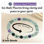 Multi Fluorite Healing Crystal Bracelets - 6mm Beads