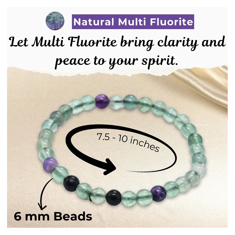 Multi Fluorite Healing Crystal Bracelets - 6mm Beads