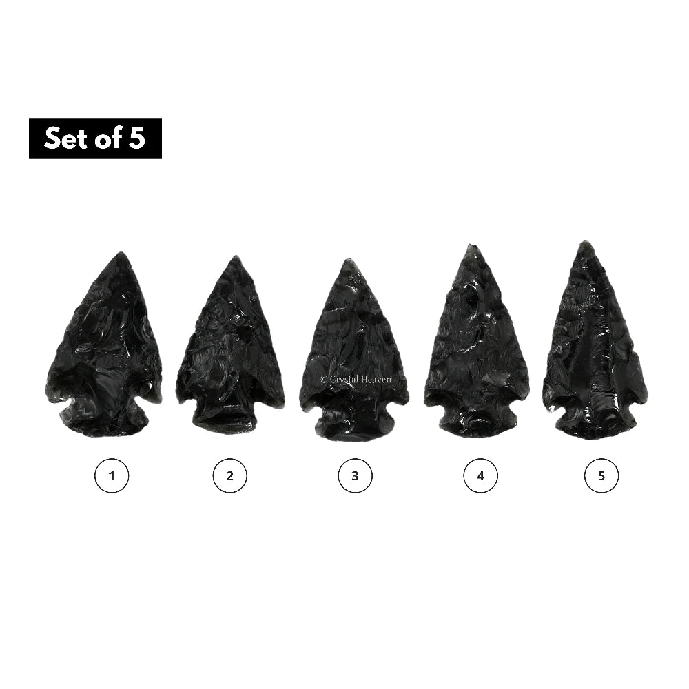 Black Obsidian Arrowhead - 1" to 1.5" (5 Pieces)