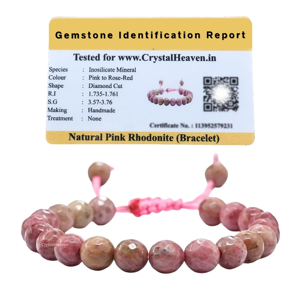 Pink Rhodonite Bracelet (Faceted-Adjustable)