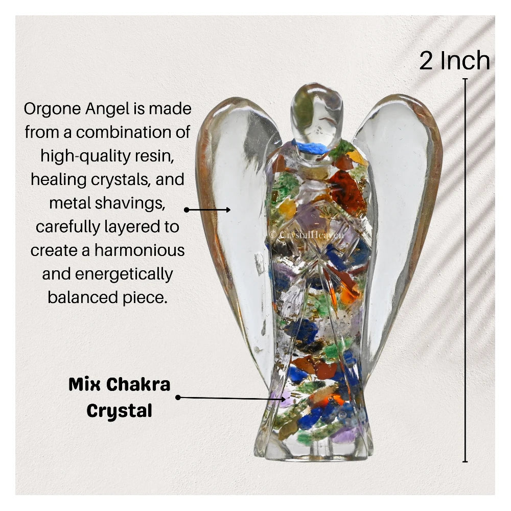 Mix Chakra Crystal Orgone Angel (2 Inch)