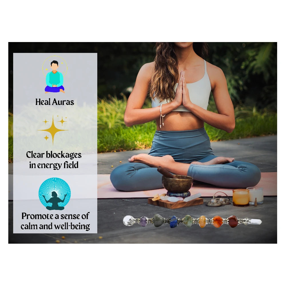7 Chakra Crystal Tumbled Healing Stick