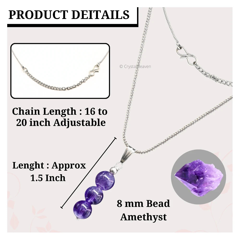Amethyst Crystal Bead Necklace (Silver)