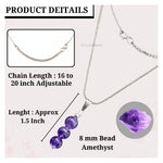 Amethyst Crystal Bead Necklace (Silver)