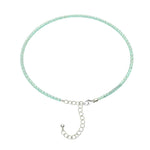 Aqua Chalcedony Anklet - 2mm Faceted Beads (Silver)