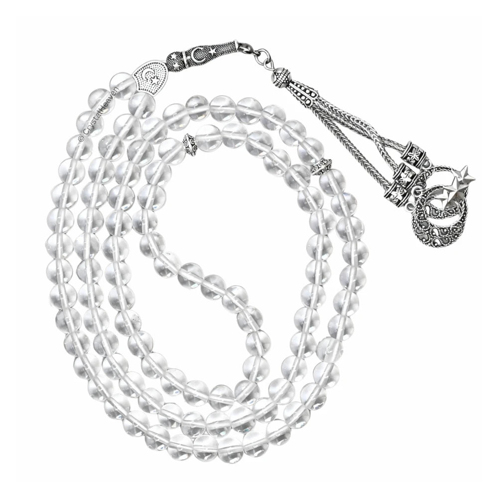 Clear Quartz Crystal Tasbih (Silver)
