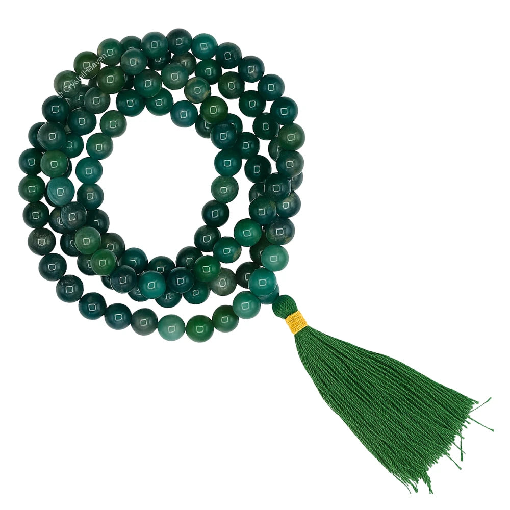 Moss Agate Japa Mala (Without Knot)