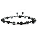 Anti Swelling Black Obsidian Hematite (1*1) Anklet (Hand Knotted)