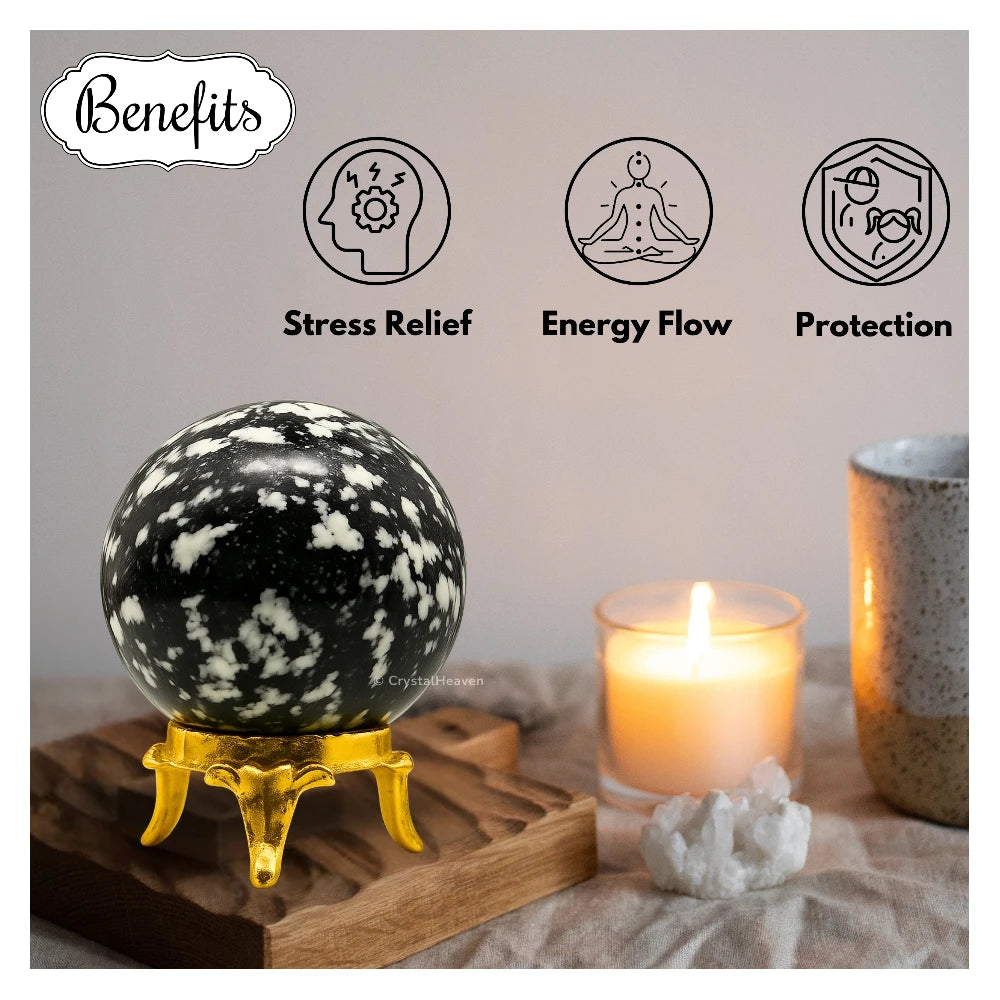 Black and White Tourmaline Sphere (1.5 Inch)