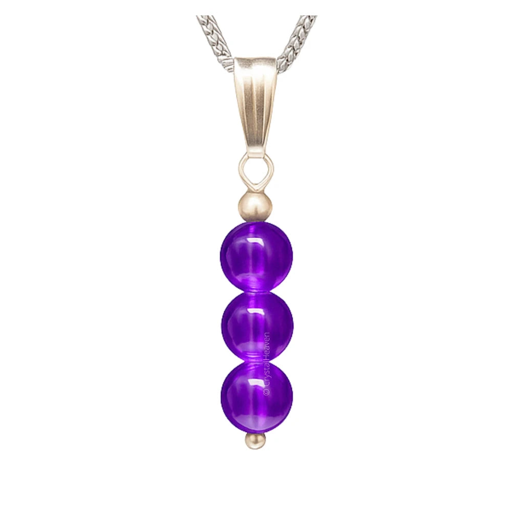 Amethyst Crystal Bead Necklace (Silver)