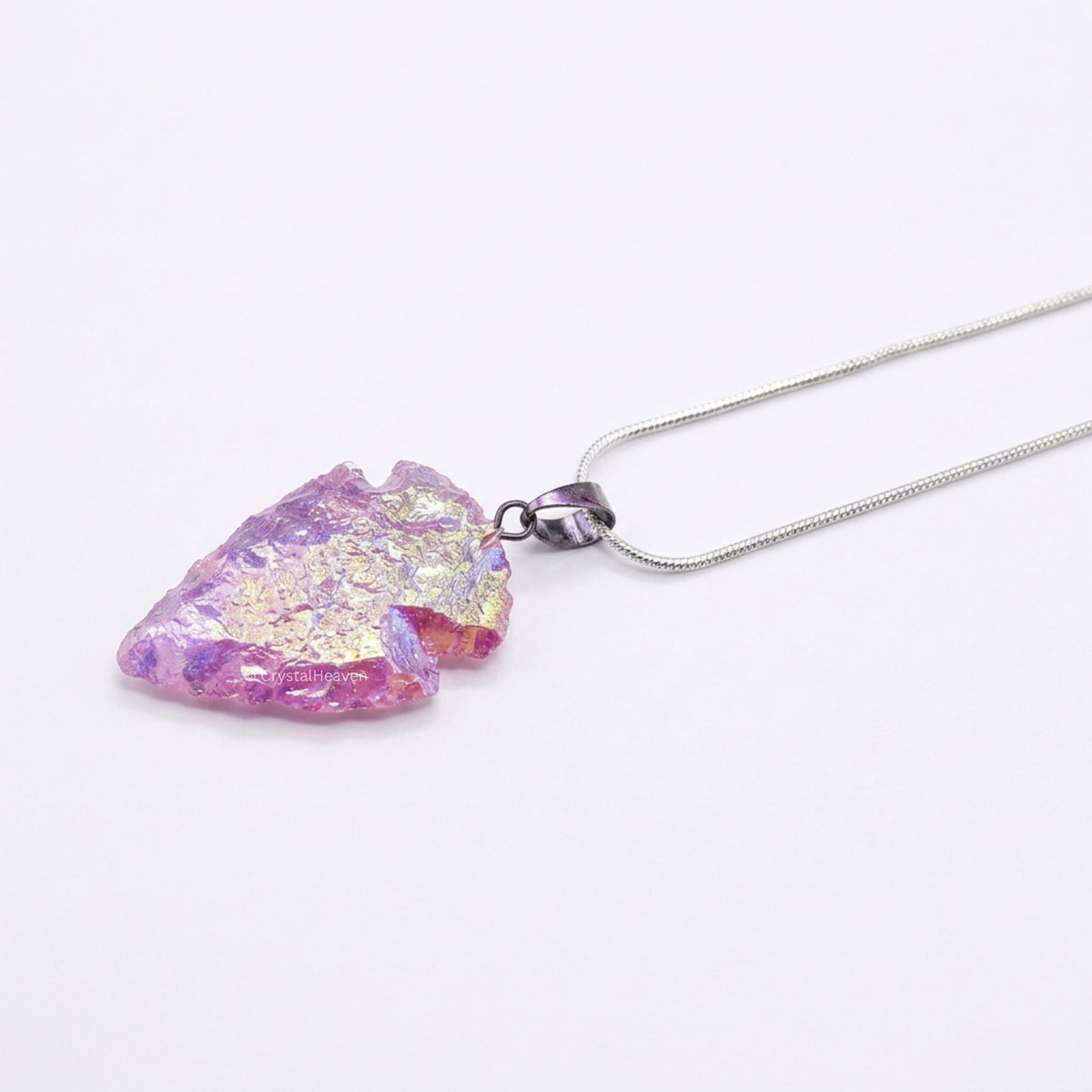 Angel Aura Rose Quartz Arrow Head Pendant