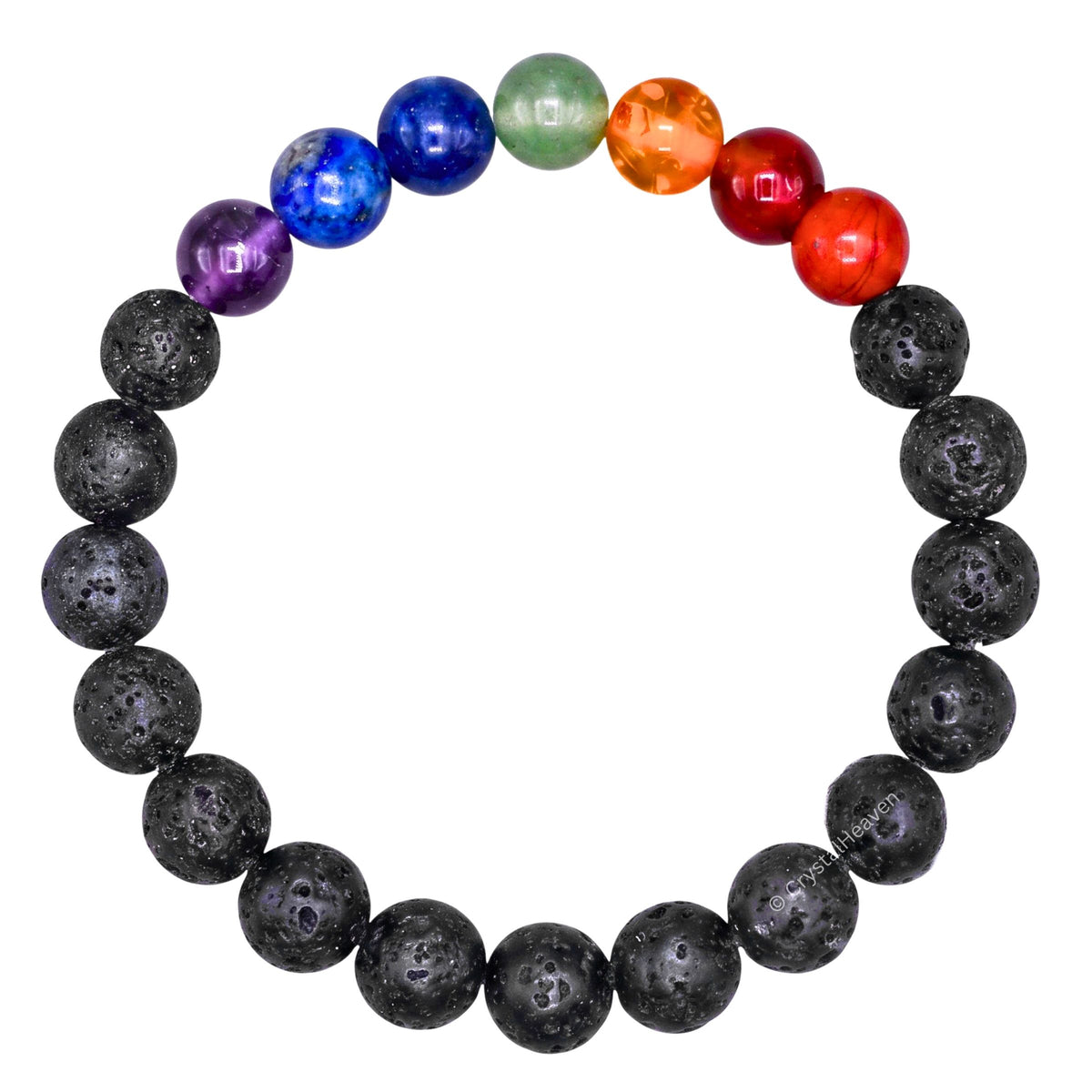 7 Chakra with Lava Stone Bracelet (Elastic)