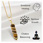 Tiger Eye Necklace - Spiral Pencil Point (Gold)