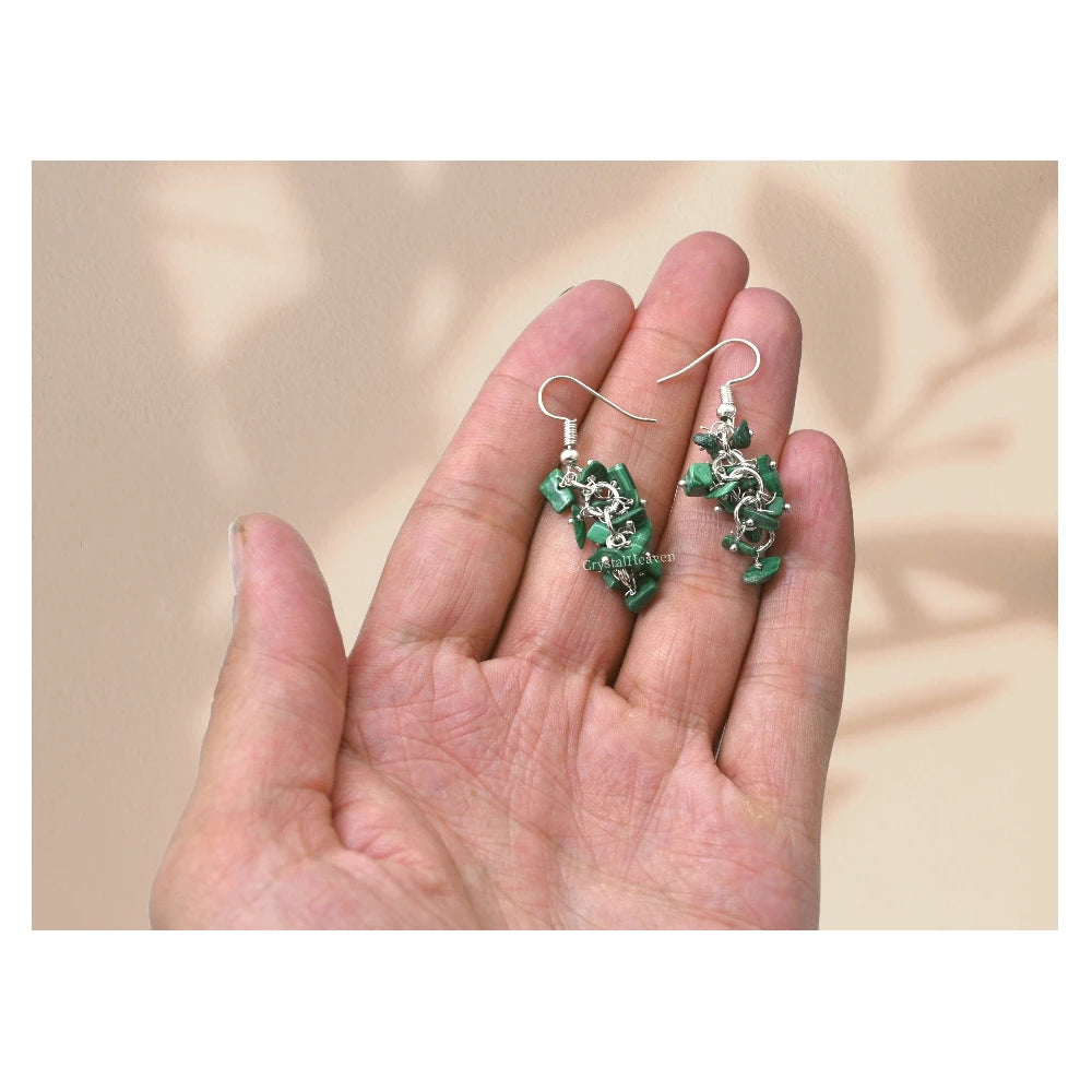 Malachite Crystal Earrings (Silver)