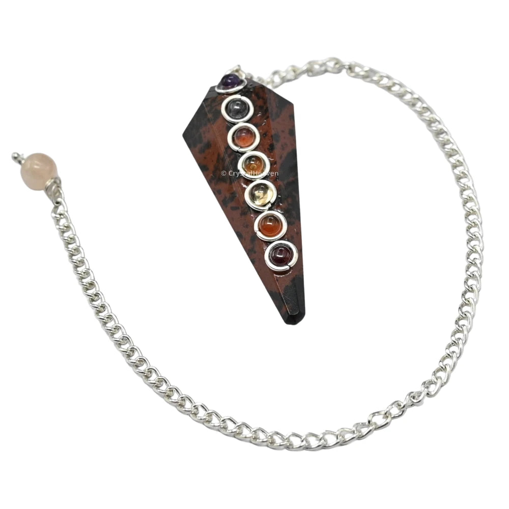 Mahogany Obsidian Pendulum with Chakra Beads