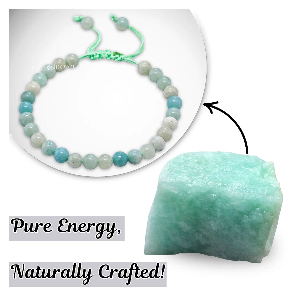 Amazonite Healing Crystal Bracelets - 6mm Beads (Adjustable)