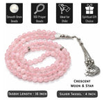 Rose Quartz Crystal Tasbih (Silver)