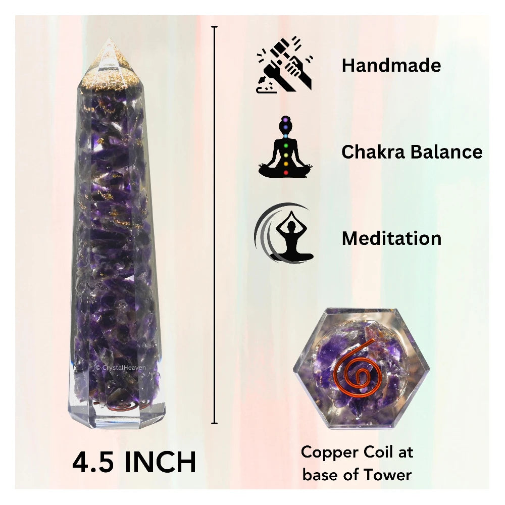 Amethyst Crystal Orgone Tower (4.5 Inch)