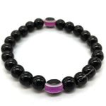 Purple and Black Obsidian Evil Eye Bracelet