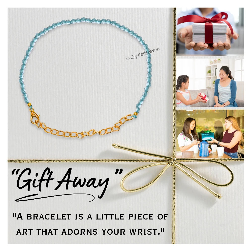 Sky Apatite Bracelets - 2mm Faceted Beads (Gold)