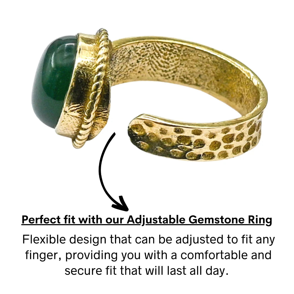 Green Aventurine Onyx Ring (Gold/Oval)