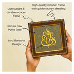 Golden Ganesha on Natural Pyrite Frame – Vastu Decor