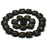 Black Tourmaline Rune Stones Set (Premium)