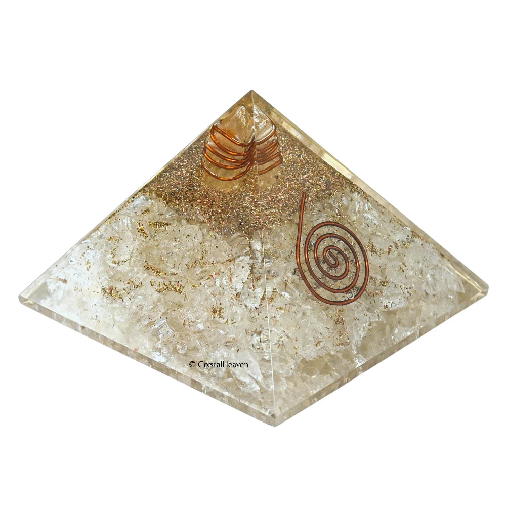 Clear Quartz Crystal Orgone Pyramid - Coil