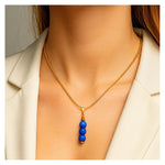 Lapis Lazuli Crystal Bead Necklace (Gold)