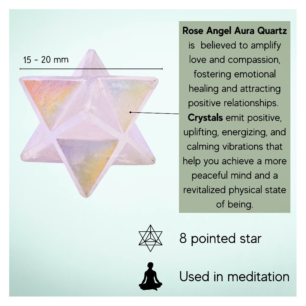 Angel Aura Rose Quartz Crystal Merkaba (15-20 mm)