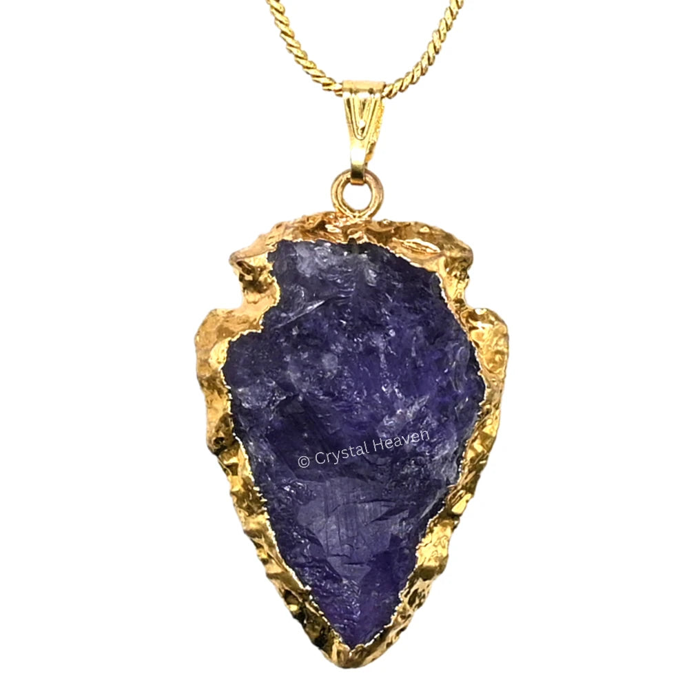 Amethyst Arrow Head Pendant - Gold Plated
