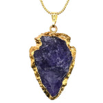 Amethyst Arrow Head Pendant - Gold Plated