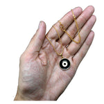 Black Evil Eye Pendant Necklace - Round (Gold)