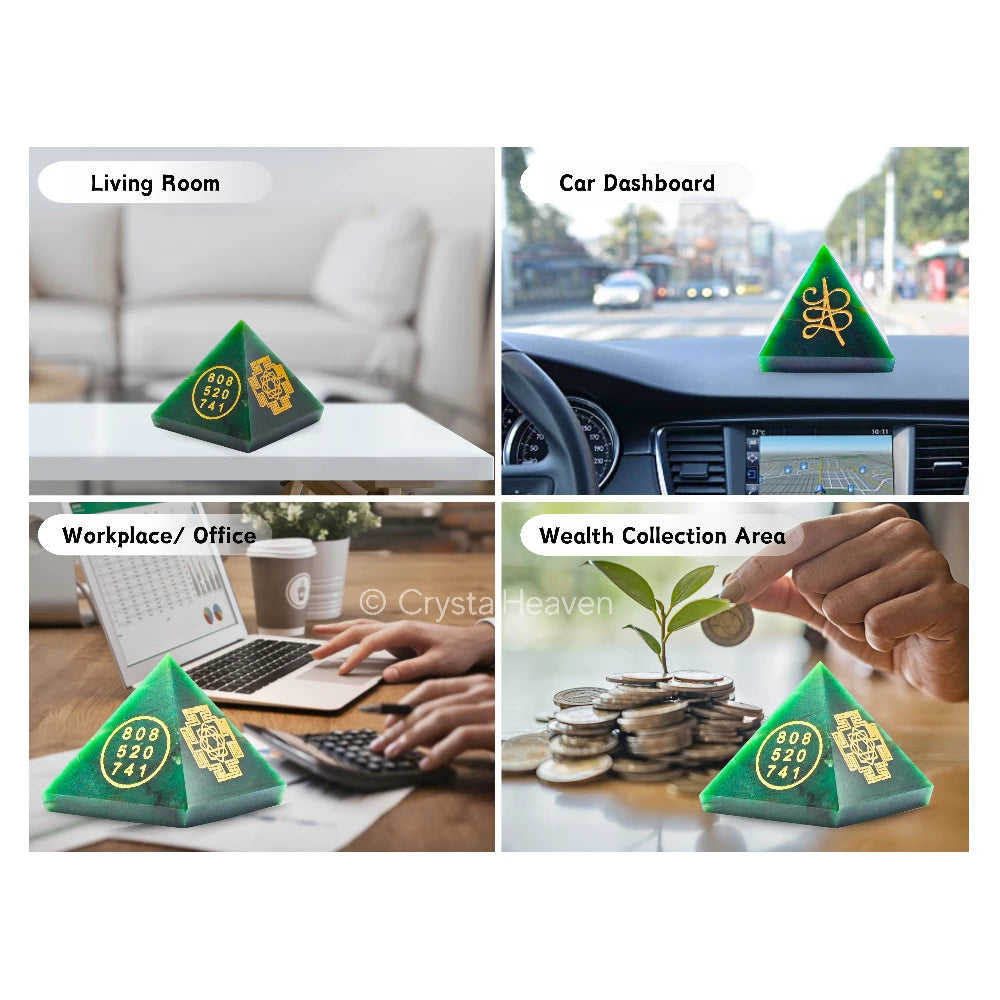 Laxmi Zibu Money Pyramid - Green Aventurine Crystal Pyramid