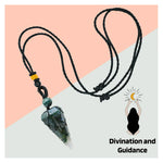 Moss Agate Pendulum Pendant Necklace (Macrame)