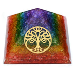 7 Chakra Onyx Orgone Pyramid (Round Tree Of Life)
