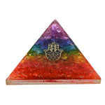 7 Chakra Onyx Orgone Pyramid (Small Hamsa)