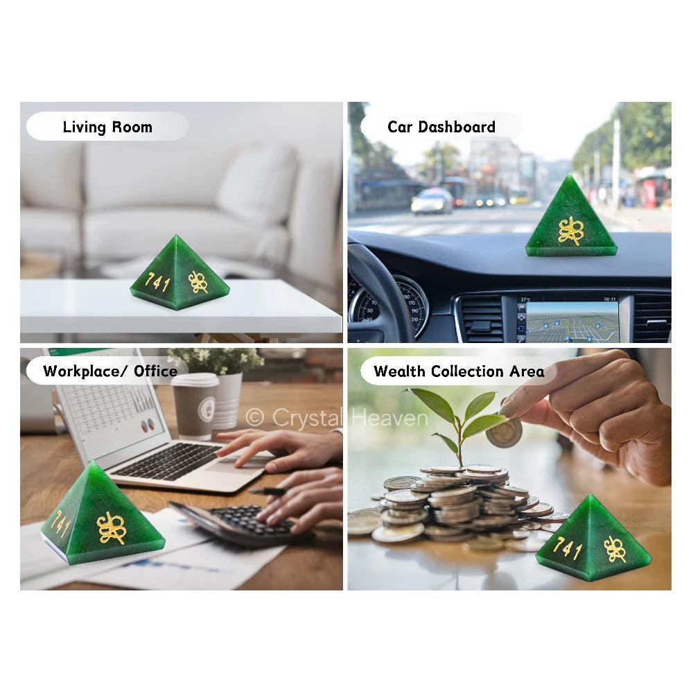 Zibu Money Pyramid - Green Aventurine Crystal Pyramid (2 Inch)