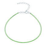 Green Chalcedony Anklet - 2mm Faceted Beads (Silver)