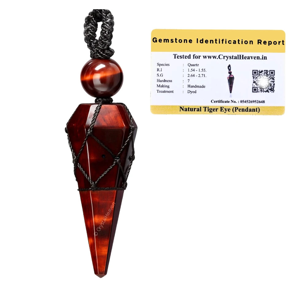 Red Tiger Eye Pendulum Pendant Necklace (Macrame)