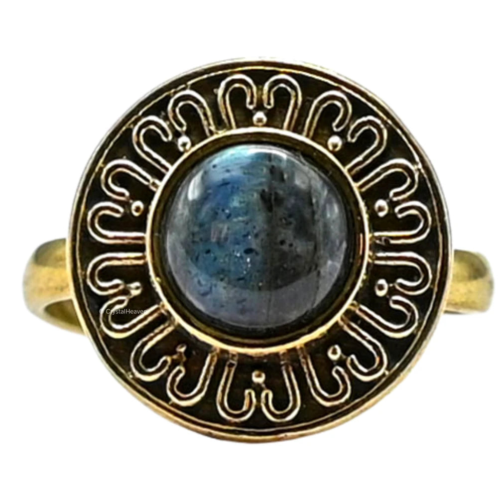 Labradorite Ring (Gold/Round)