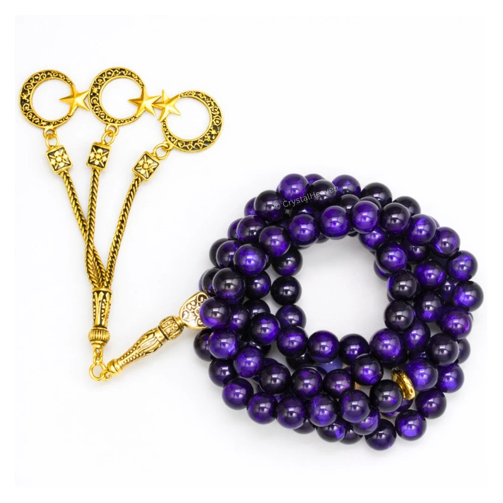 Purple Tiger Eye Crystal Tasbih (Gold)