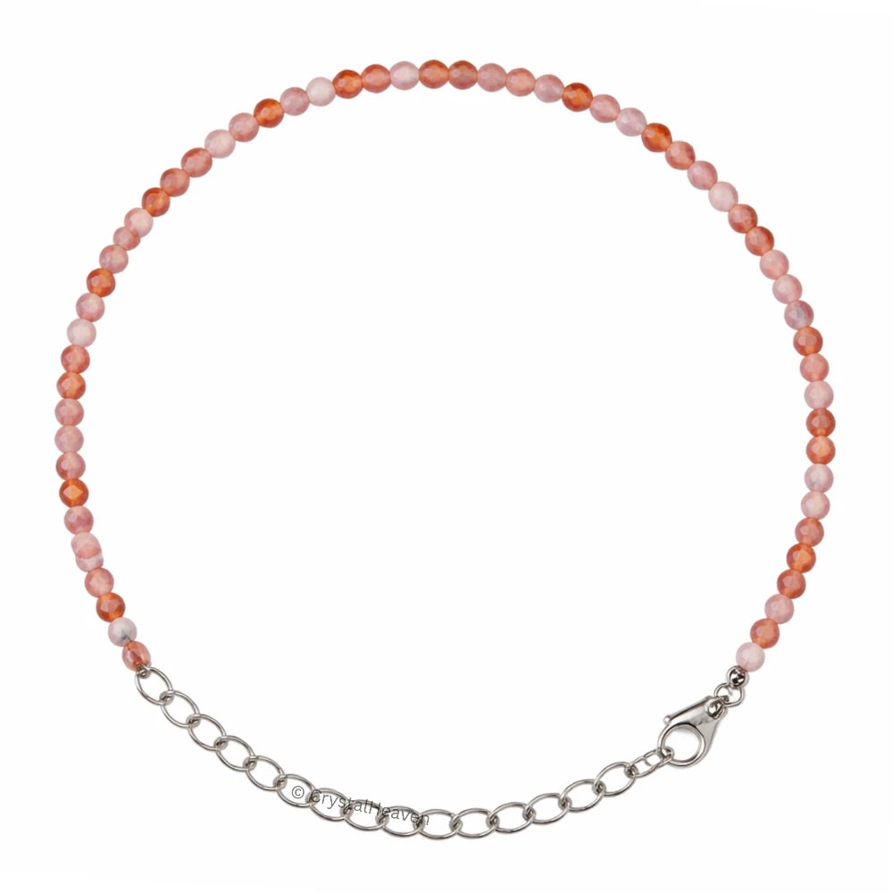 Orange Howlite Bracelets - 2mm Faceted Beads (Silver)